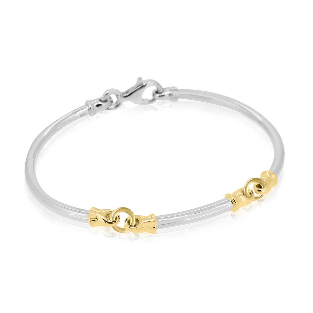 Sterling silver and 9kt yellow gold bangle