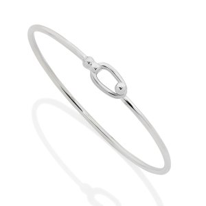 Oval Hook Bangle in Silver