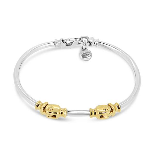 Sterling silver and 9kt double hinged bangle